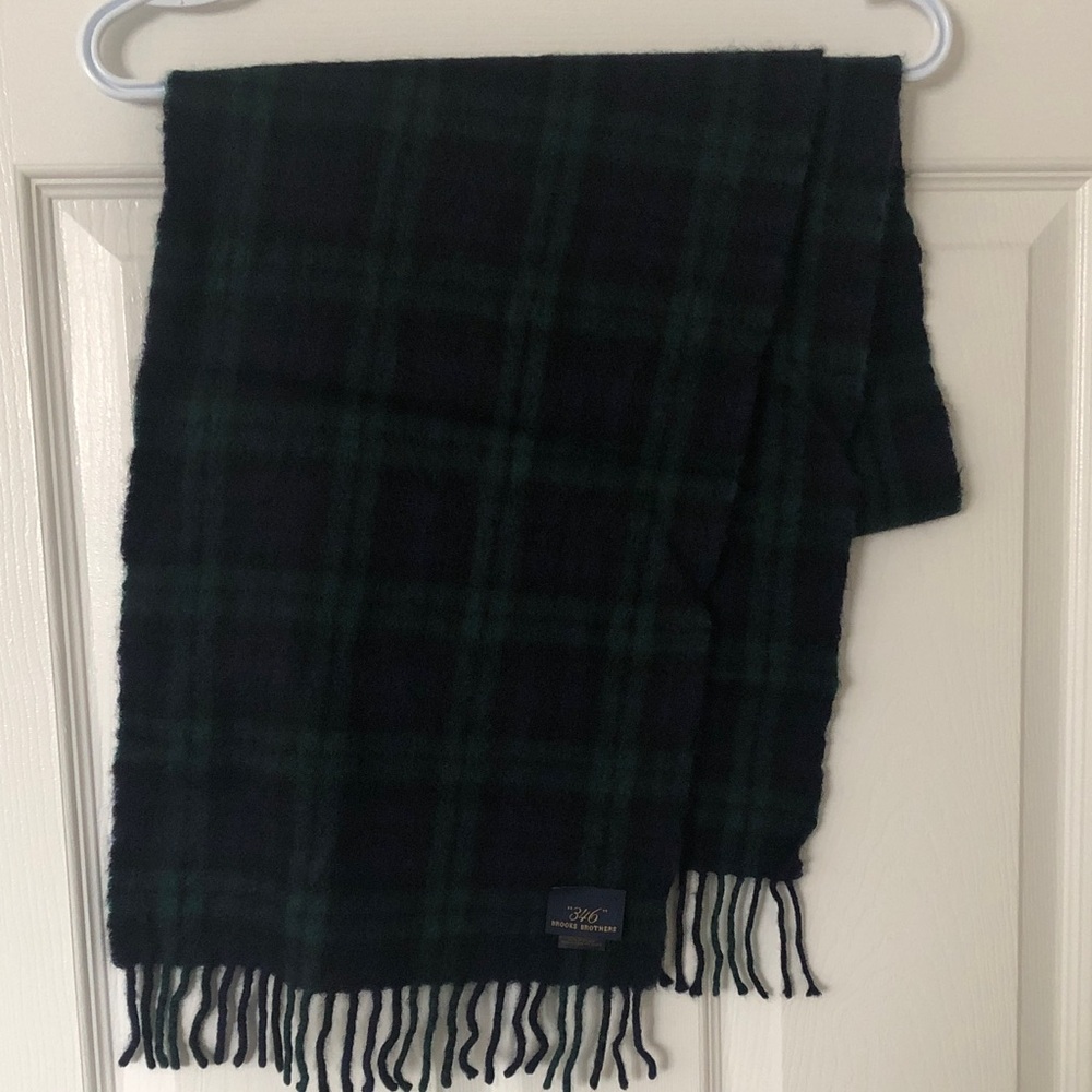 Brooks Brothers Cashmere dark green Plaid Scarf